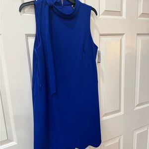 Maison Tara Royal Blue Tie-Neck Mini Dress